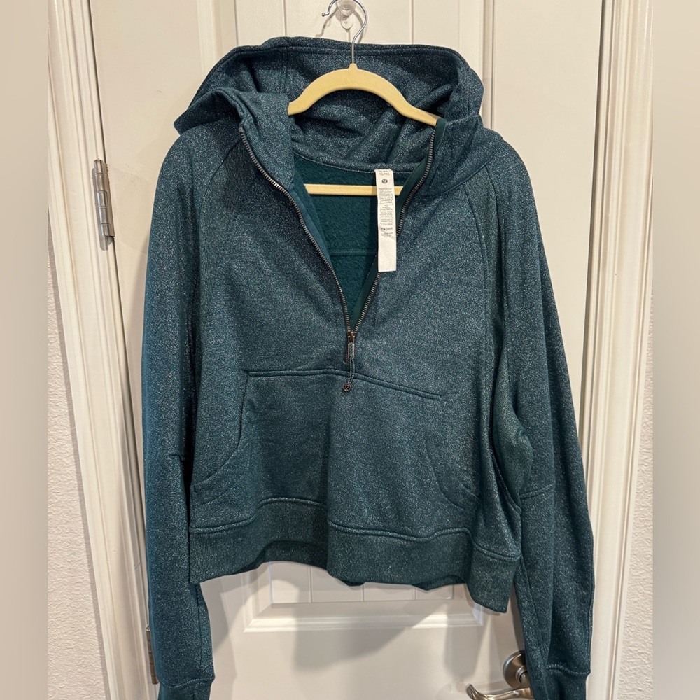 Lululemon Scuba OS half zip green jasper sparkle